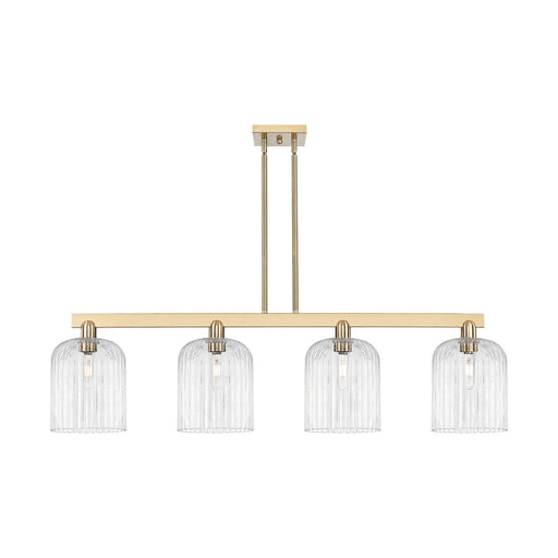 Innovations Bridal Veil 51in 4-Light Island Light | Industrial Champagne Bronze Steel and Clear Ribbed Glass | Kitchen Island & | Model 716-4I-CB-G559-8CL