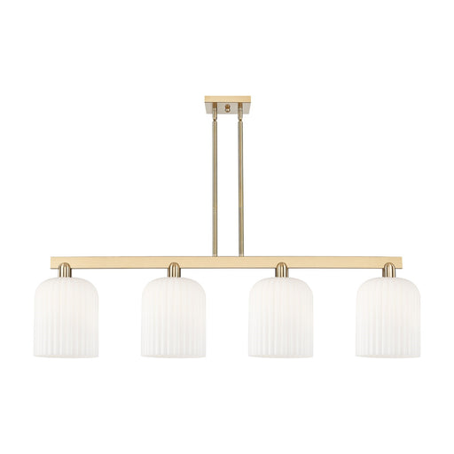 Innovations Bridal Veil 51in 4-Light Island Light | Industrial Champagne Bronze Steel and Gloss White Ribbed Glass | Kitchen | Model 716-4I-CB-G559-8GWH
