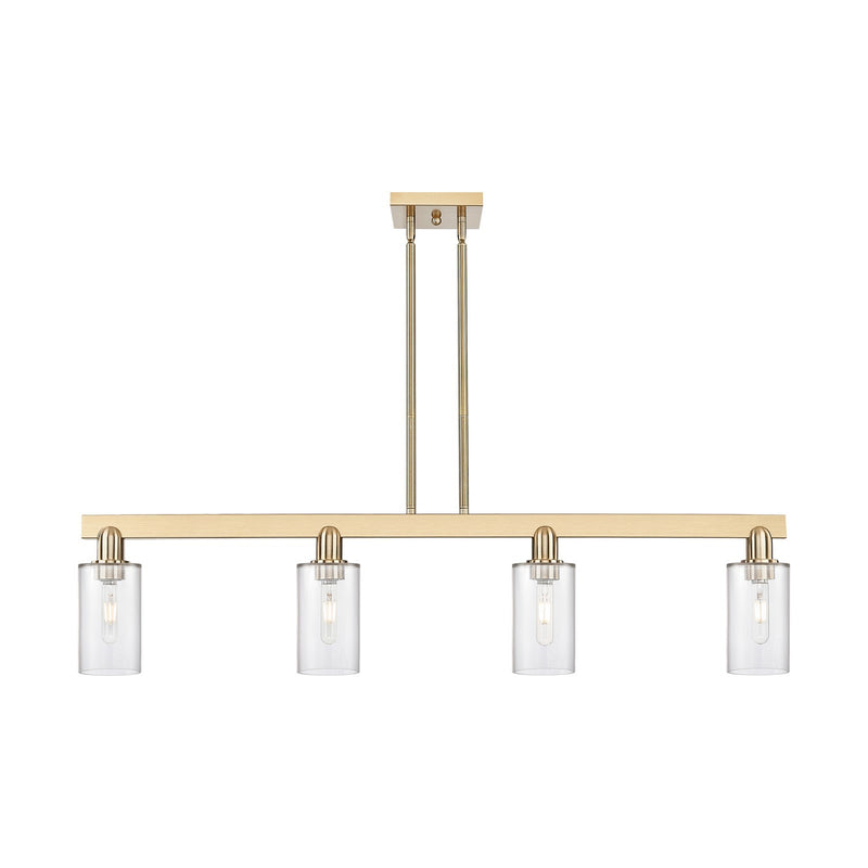 Innovations Clymer 47in 4-Light Island Light | Industrial Champagne Bronze Steel and Clear Glass | Kitchen Island & Dining Room | Model 716-4I-CB-G802