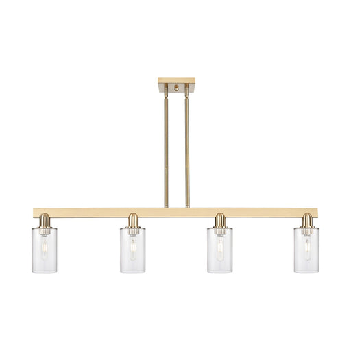 Innovations Clymer 47in 4-Light Island Light | Industrial Champagne Bronze Steel and Clear Glass | Kitchen Island & Dining Room | Model 716-4I-CB-G802