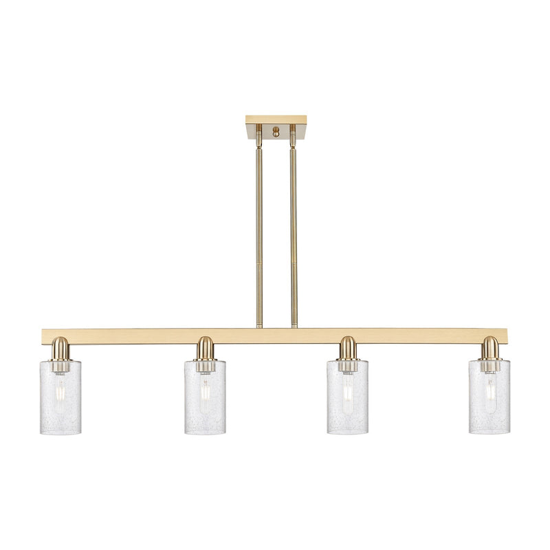 Innovations Clymer 47in 4-Light Island Light | Industrial Champagne Bronze Steel and Seedy Glass | Kitchen Island & Dining Room | Model 716-4I-CB-G804