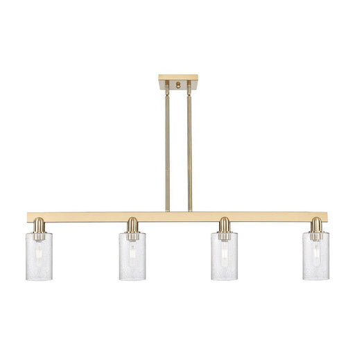 Innovations Clymer 47in 4-Light Island Light | Industrial Champagne Bronze Steel and Seedy Glass | Kitchen Island & Dining Room | Model 716-4I-CB-G804