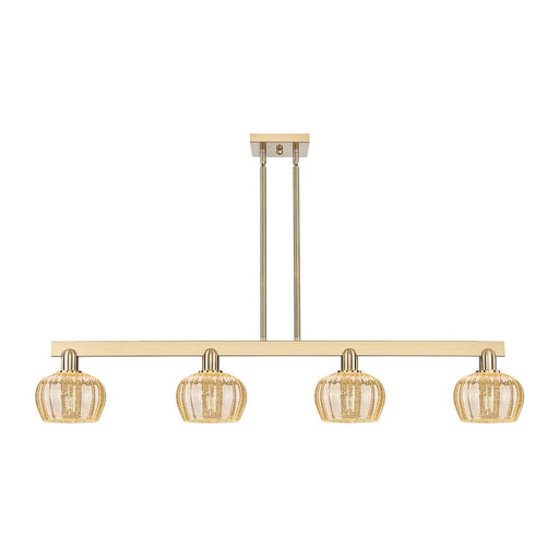 Innovations Fenton 49in 4-Light Island Light | Industrial Champagne Bronze Steel and Mercury Ribbed Glass | Kitchen Island & Dining | Model 716-4I-CB-G96