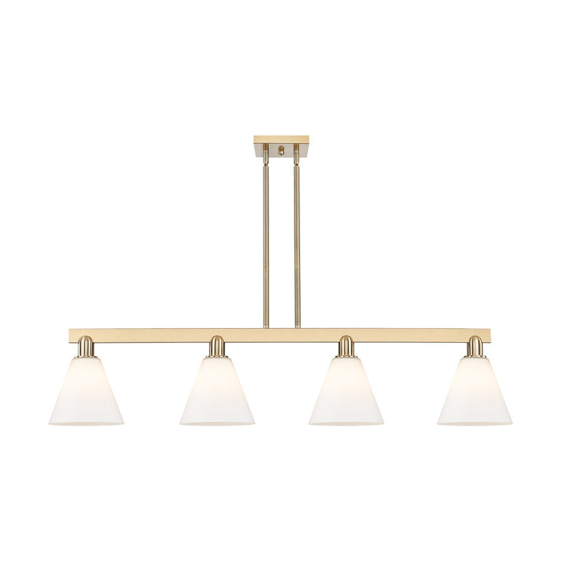 Innovations Berkshire Glass 51in 4-Light Island Light | Industrial Champagne Bronze Steel and Matte White Glass | Kitchen Island | Model 716-4I-CB-GBC-81