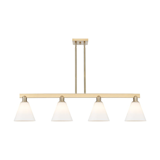 Innovations Berkshire Glass 51in 4-Light Island Light | Industrial Champagne Bronze Steel and Matte White Glass | Kitchen Island | Model 716-4I-CB-GBC-81