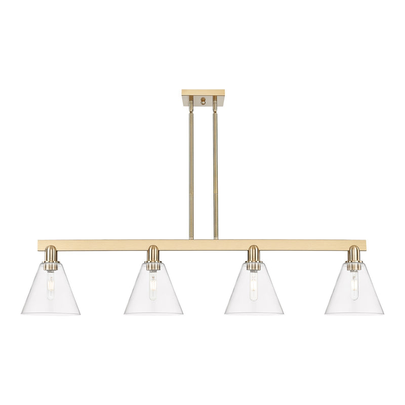 Innovations Berkshire Glass 51in 4-Light Island Light | Industrial Champagne Bronze Steel and Clear Glass | Kitchen Island & | Model 716-4I-CB-GBC-82