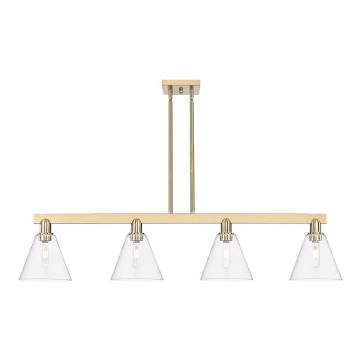 Innovations Berkshire Glass 51in 4-Light Island Light | Industrial Champagne Bronze Steel and Clear Glass | Kitchen Island & | Model 716-4I-CB-GBC-82