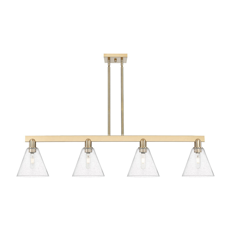 Innovations Berkshire Glass 51in 4-Light Island Light | Industrial Champagne Bronze Steel and Seedy Glass | Kitchen Island & | Model 716-4I-CB-GBC-84