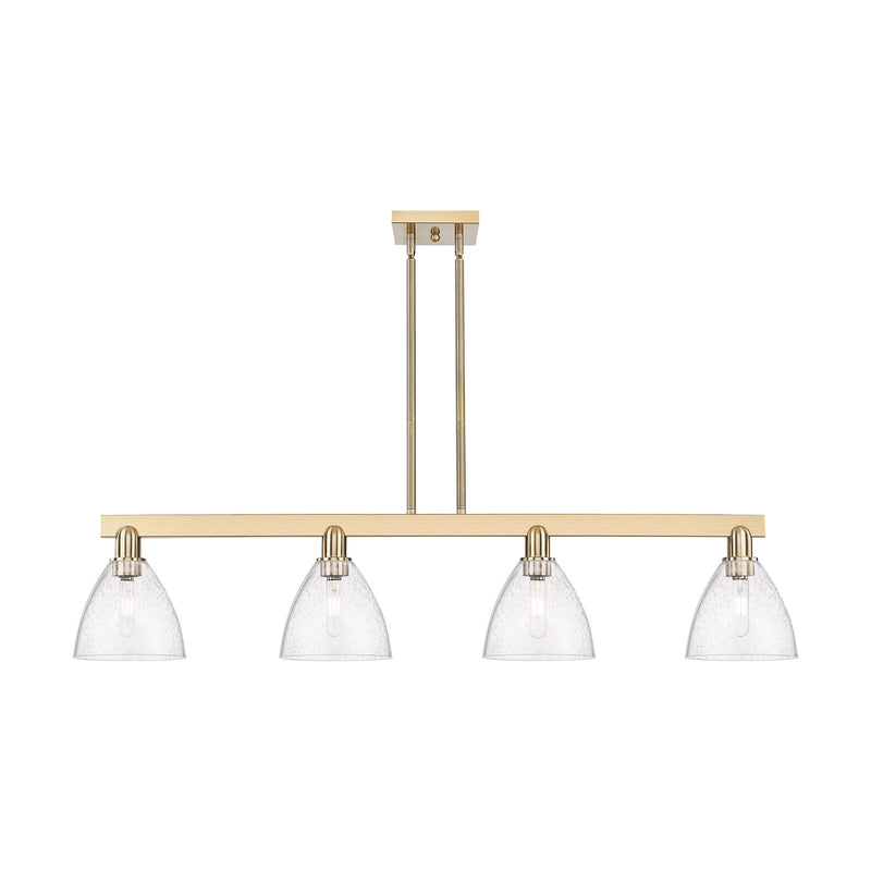 Innovations Bristol 50in 4-Light Island Light | Industrial Champagne Bronze Steel and Seedy Glass | Kitchen Island & Dining Room | Model 716-4I-CB-GBD-754