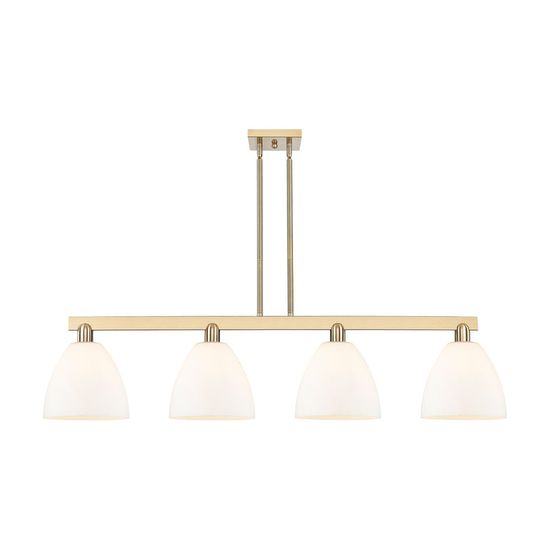Innovations Bristol 52in 4-Light Island Light | Industrial Champagne Bronze Steel and Matte White Glass | Kitchen Island & Dining | Model 716-4I-CB-GBD-91
