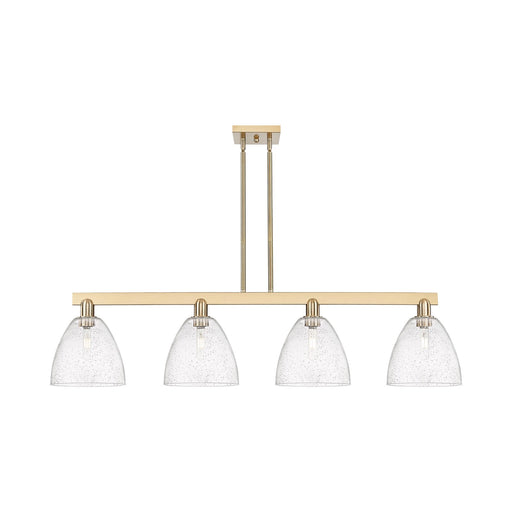 Innovations Bristol 52in 4-Light Island Light | Industrial Champagne Bronze Steel and Seedy Glass | Kitchen Island & Dining Room | Model 716-4I-CB-GBD-94