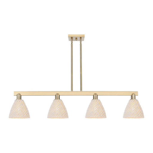 Innovations Bristol Natural 50.25in 4-Light Island Light | Farmhouse Champagne Bronze Steel and Natural Fiber Dome Shade | Model 716-4I-CB-NBD-75-NAT