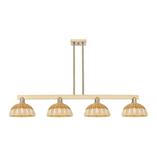 Innovations Lighting Bristol Natural II 52in 4-Light Island Light | Industrial Champagne Bronze Steel and Natural Fiber Dome | Model 716-4I-CB-NBD2-9-NAT