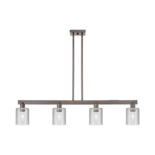 Innovations Cobbleskill 48in 4-Light Island Light | Industrial Oil Rubbed Bronze Steel and Clear Glass | Kitchen Island & Dining | Model 716-4I-OB-G112