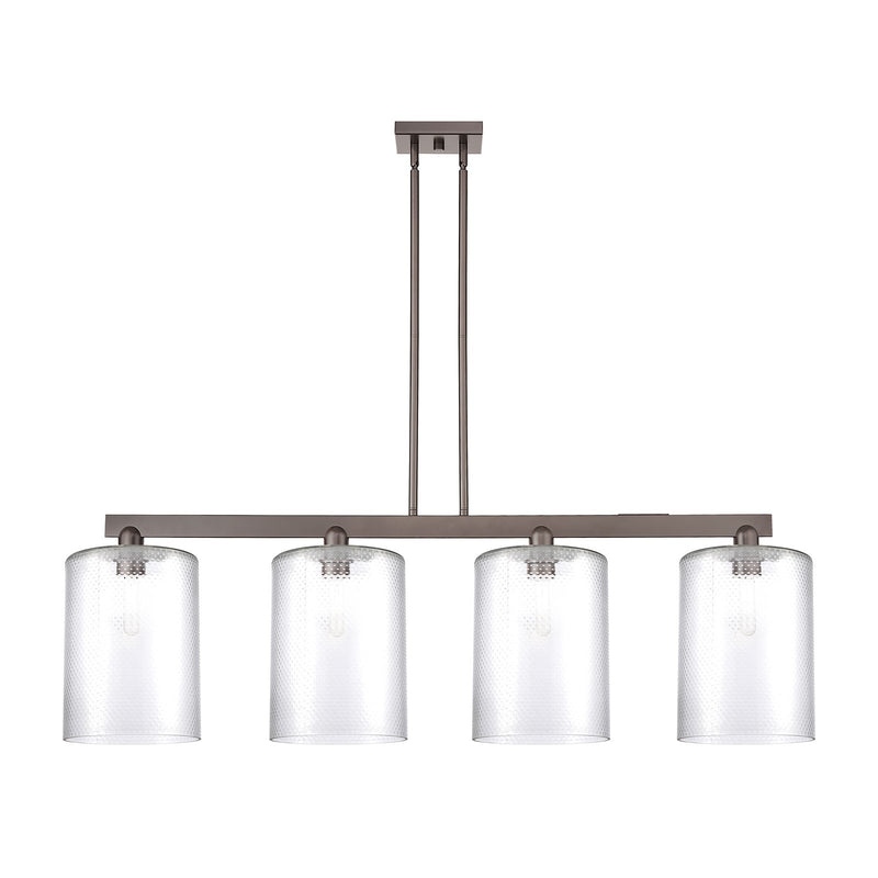 Innovations Cobbleskill 52in 4-Light Island Light | Industrial Oil Rubbed Bronze Steel and Clear Glass | Kitchen Island | Model 716-4I-OB-G112-L