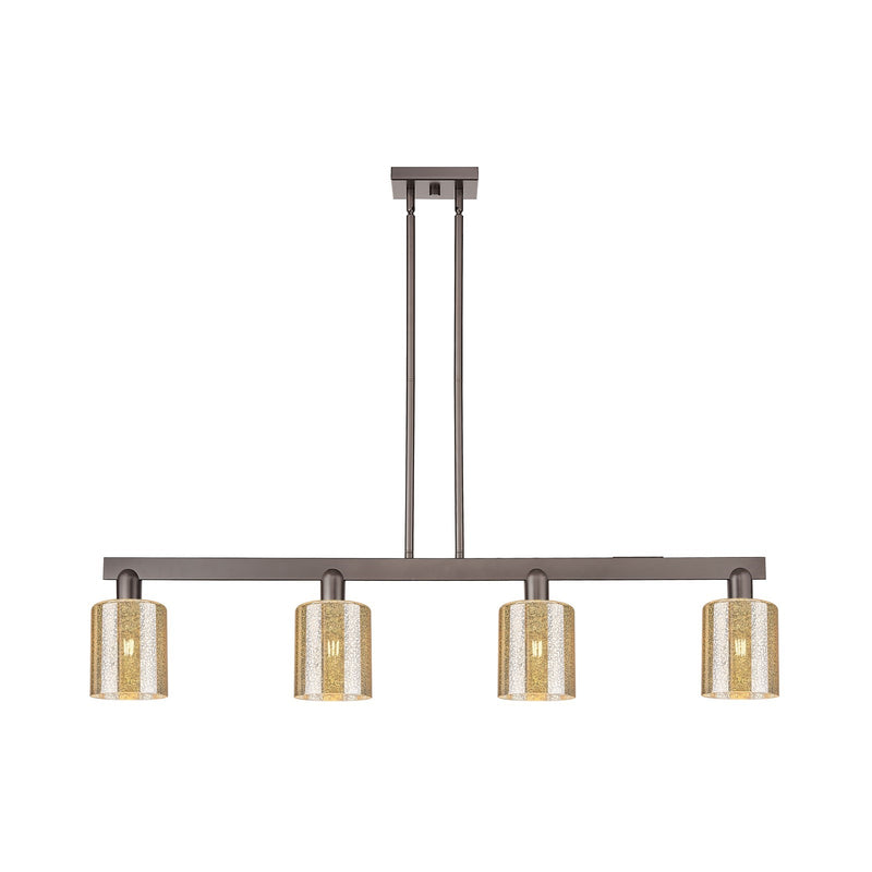 Innovations Cobbleskill 48in 4-Light Island Light | Industrial Oil Rubbed Bronze Steel and Mercury Glass | Kitchen Island & Dining | Model 716-4I-OB-G116