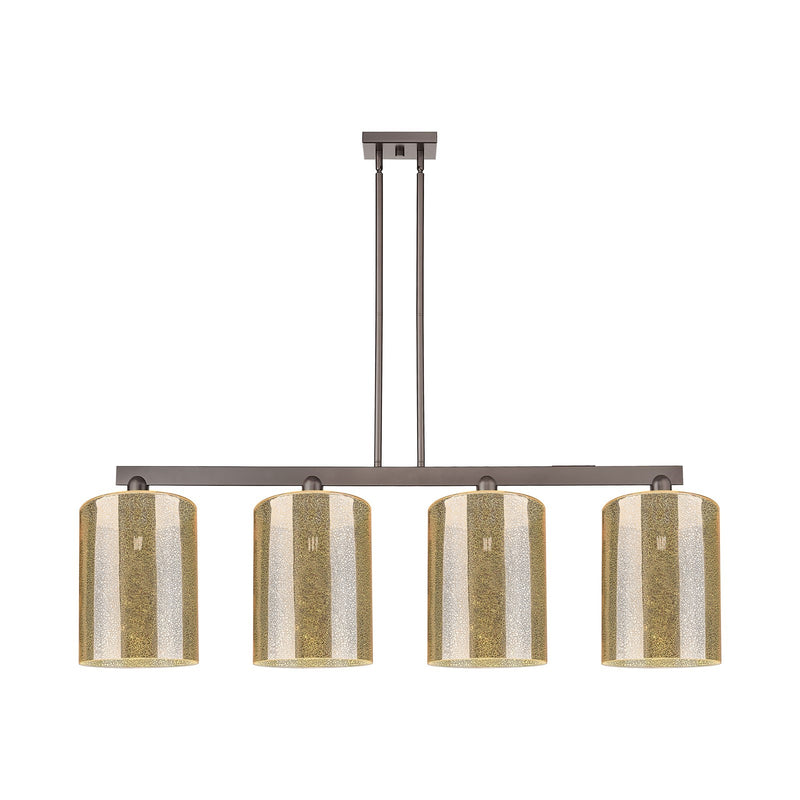 Innovations Cobbleskill 52in 4-Light Island Light | Industrial Oil Rubbed Bronze Steel and Mercury Glass | Kitchen Island & | Model 716-4I-OB-G116-L