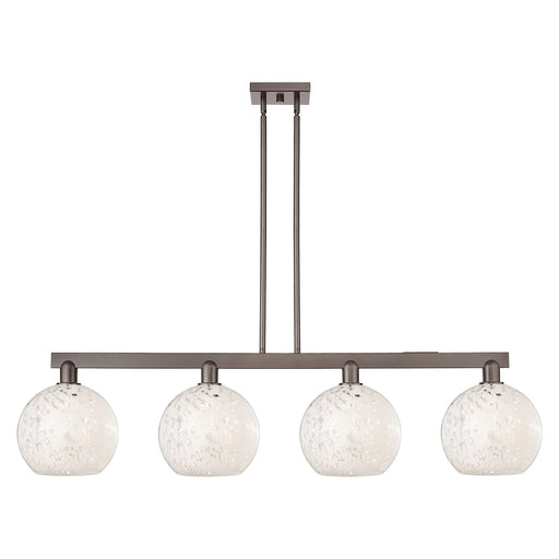 Innovations Lighting Arcadia 53in 4-Light Island Light | Industrial Oil Rubbed Bronze and White Mouchette Glass | Kitchen | Model 716-4I-OB-G1216-10WM
