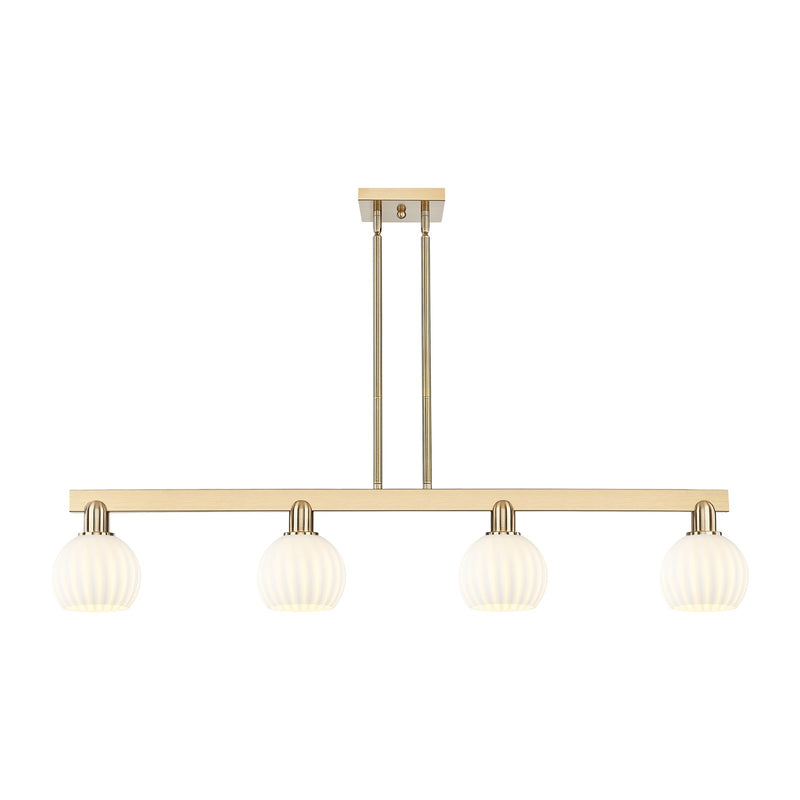 Innovations Lighting Arcadia 49in 4-Light Island Light | Industrial Oil Rubbed Bronze and White Venetian Glass | Kitchen | Model 716-4I-OB-G1217-6WV