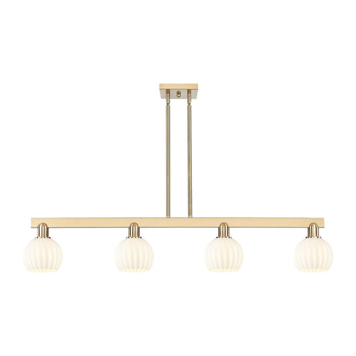 Innovations Lighting Arcadia 49in 4-Light Island Light | Industrial Oil Rubbed Bronze and White Venetian Glass | Kitchen | Model 716-4I-OB-G1217-6WV