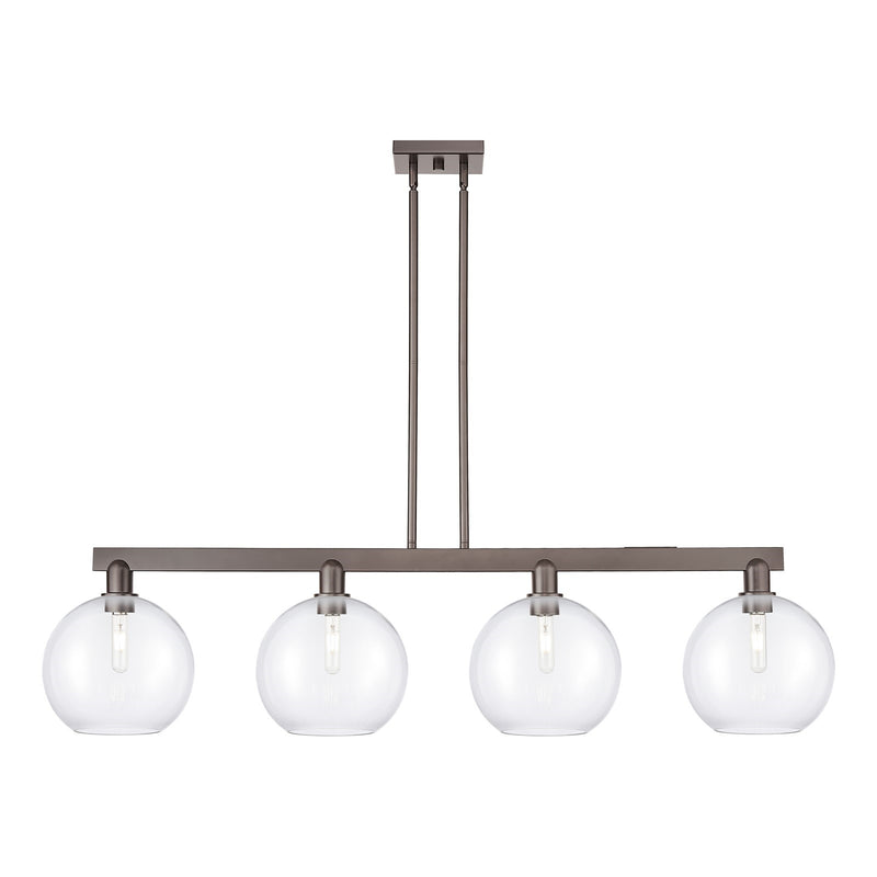 Innovations Athens 53in 4-Light Island Light | Industrial Oil Rubbed Bronze Steel and Clear Glass | Kitchen Island & Dining Room | Model 716-4I-OB-G122-10