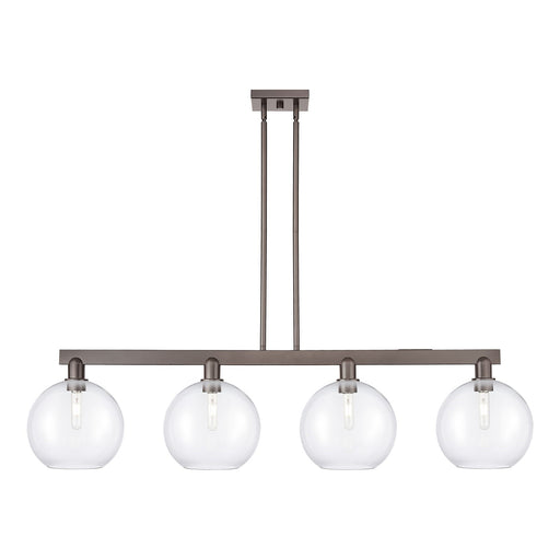 Innovations Athens 53in 4-Light Island Light | Industrial Oil Rubbed Bronze Steel and Clear Glass | Kitchen Island & Dining Room | Model 716-4I-OB-G122-10