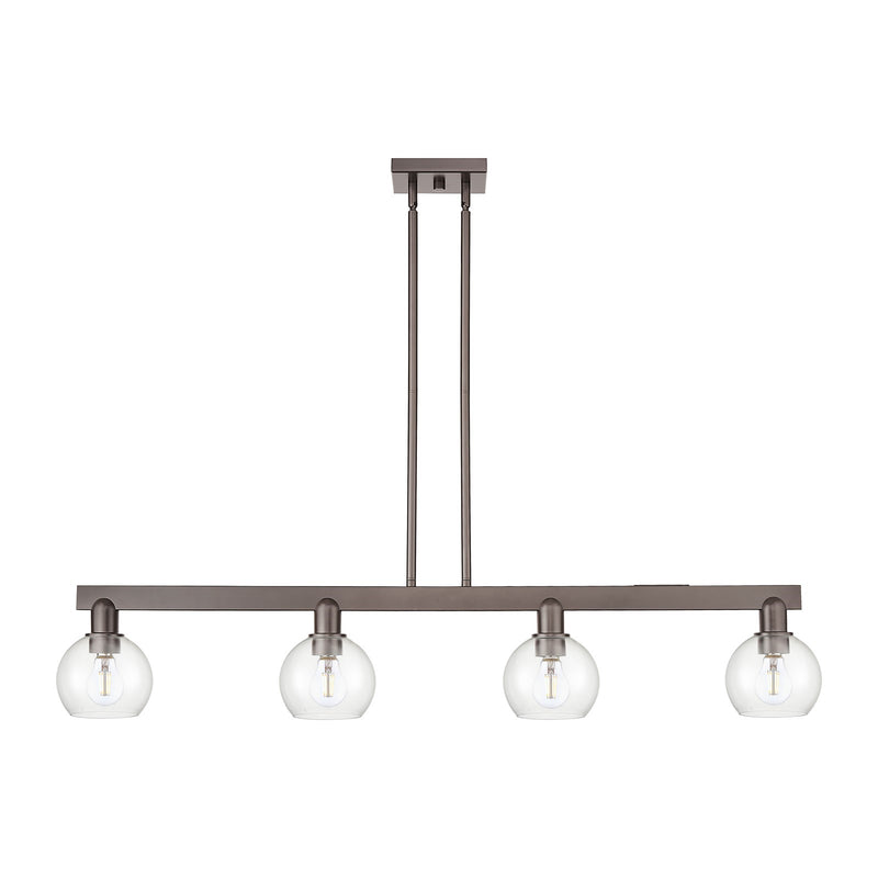 Innovations Athens 49in 4-Light Island Light | Industrial Oil Rubbed Bronze Steel and Clear Glass | Kitchen Island & Dining Room | Model 716-4I-OB-G122-6