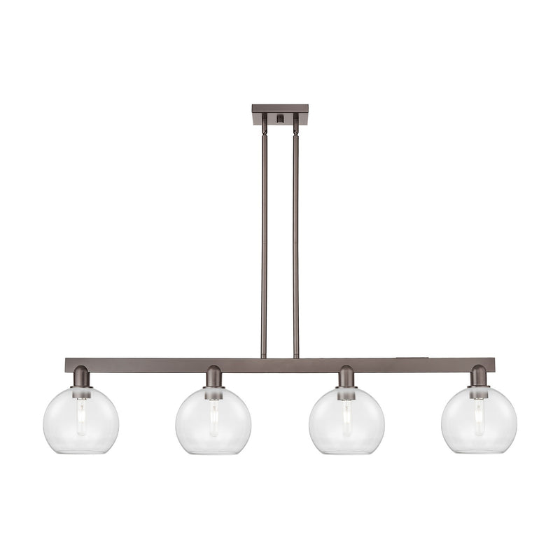 Innovations Athens 51in 4-Light Island Light | Industrial Oil Rubbed Bronze Steel and Clear Glass | Kitchen Island & Dining Room | Model 716-4I-OB-G122-8