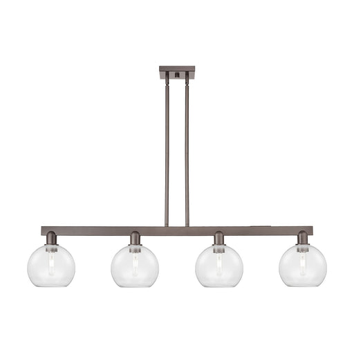 Innovations Athens 51in 4-Light Island Light | Industrial Oil Rubbed Bronze Steel and Clear Glass | Kitchen Island & Dining Room | Model 716-4I-OB-G122-8