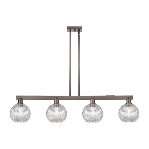 Innovations Athens 51in 4-Light Island Light | Industrial Oil Rubbed Bronze Steel and Clear Basket Weave Glass | Kitchen | Model 716-4I-OB-G122C-8CL