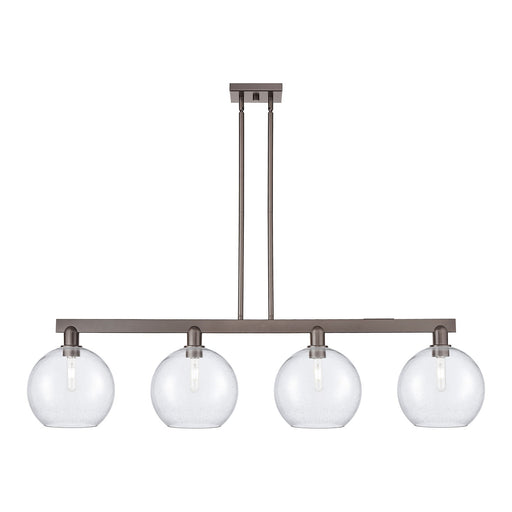 Innovations Athens 53in 4-Light Island Light | Industrial Oil Rubbed Bronze Steel and Seedy Glass | Kitchen Island & Dining Room | Model 716-4I-OB-G124-10