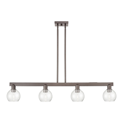 Innovations Athens 49in 4-Light Island Light | Industrial Oil Rubbed Bronze Steel and Seedy Glass | Kitchen Island & Dining Room | Model 716-4I-OB-G124-6