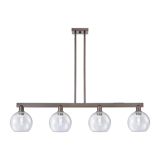 Innovations Athens 51in 4-Light Island Light | Industrial Oil Rubbed Bronze Steel and Seedy Glass | Kitchen Island & Dining Room | Model 716-4I-OB-G124-8
