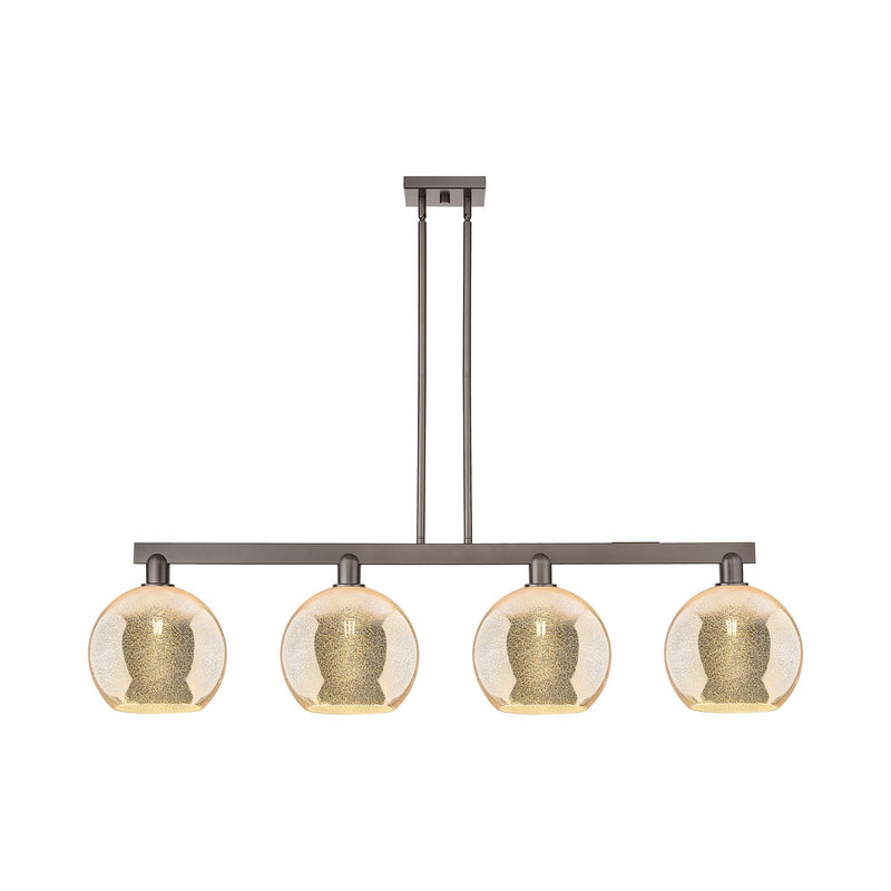 Innovations Athens 53in 4-Light Island Light | Industrial Oil Rubbed Bronze Steel and Mercury Glass | Kitchen Island & Dining | Model 716-4I-OB-G128-10
