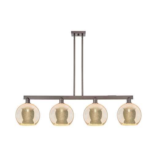 Innovations Athens 53in 4-Light Island Light | Industrial Oil Rubbed Bronze Steel and Mercury Glass | Kitchen Island & Dining | Model 716-4I-OB-G128-10
