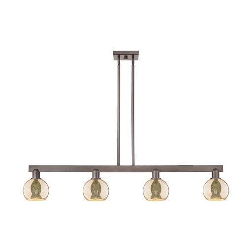 Innovations Athens 49in 4-Light Island Light | Industrial Oil Rubbed Bronze Steel and Mercury Glass | Kitchen Island & Dining | Model 716-4I-OB-G128-6