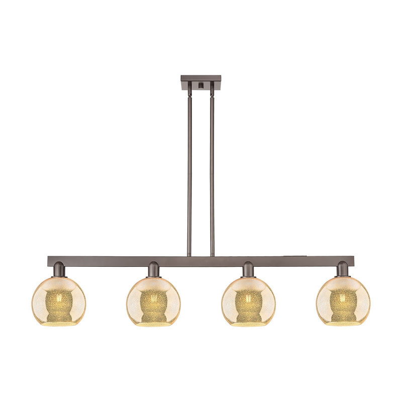 Innovations Athens 51in 4-Light Island Light | Industrial Oil Rubbed Bronze Steel and Mercury Glass | Kitchen Island & Dining | Model 716-4I-OB-G128-8
