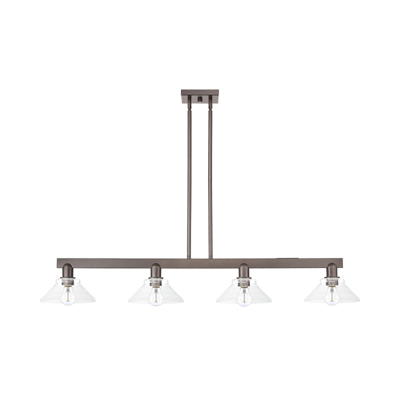 Innovations Orwell 51in 4-Light Island Light | Industrial Oil Rubbed Bronze and Clear Glass | Kitchen Island & Dining Room | Model 716-4I-OB-G132