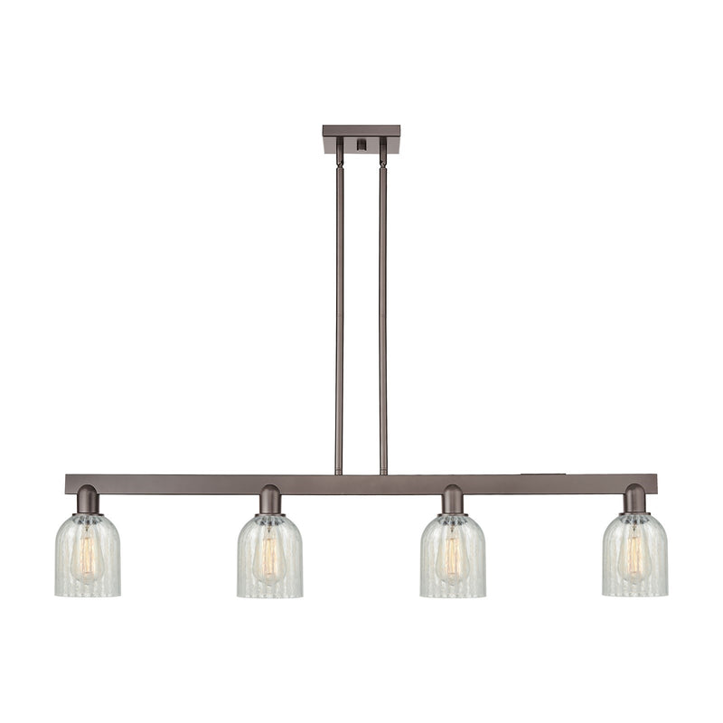 Innovations Caledonia 48in 4-Light Island Light | Industrial Oil Rubbed Bronze Steel and Mouchette Glass | Kitchen Island & Dining | Model 716-4I-OB-G2511