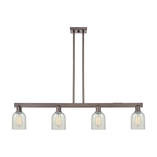 Innovations Caledonia 48in 4-Light Island Light | Industrial Oil Rubbed Bronze Steel and Mouchette Glass | Kitchen Island & Dining | Model 716-4I-OB-G2511