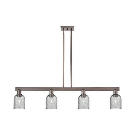 Innovations Caledonia 48in 4-Light Island Light | Industrial Oil Rubbed Bronze Steel and Charcoal Glass | Kitchen Island & Dining | Model 716-4I-OB-G257
