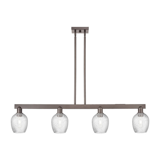 Innovations Salina 49in 4-Light Island Light | Industrial Oil Rubbed Bronze Steel and Clear Spiral Fluted Glass | Kitchen Island & | Model 716-4I-OB-G292