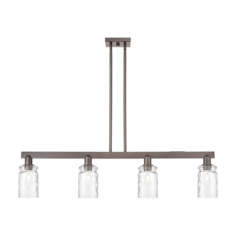 Innovations Candor 48in 4-Light Island Light | Industrial Oil Rubbed Bronze Steel and Clear Waterglass Glass | Kitchen Island | Model 716-4I-OB-G352