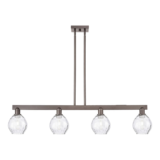 Innovations Waverly 49in 4-Light Island Light | Industrial Oil Rubbed Bronze Steel and Clear Glass | Kitchen Island & Dining Room | Model 716-4I-OB-G362