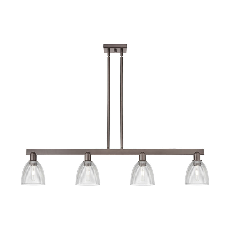 Innovations Castile 49in 4-Light Island Light | Industrial Oil Rubbed Bronze Steel and Clear Glass | Kitchen Island | 49 x 10 x 9 in | Model 716-4I-OB-G382