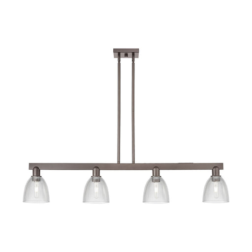 Innovations Castile 49in 4-Light Island Light | Industrial Oil Rubbed Bronze Steel and Clear Glass | Kitchen Island | 49 x 10 x 9 in | Model 716-4I-OB-G382