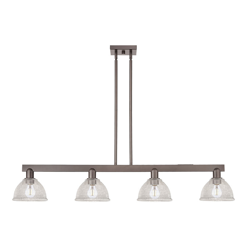 Innovations Arietta 51in 4-Light Island Light | Industrial Oil Rubbed Bronze Steel and Clear Glass | Kitchen Island & Dining Room | Model 716-4I-OB-G422