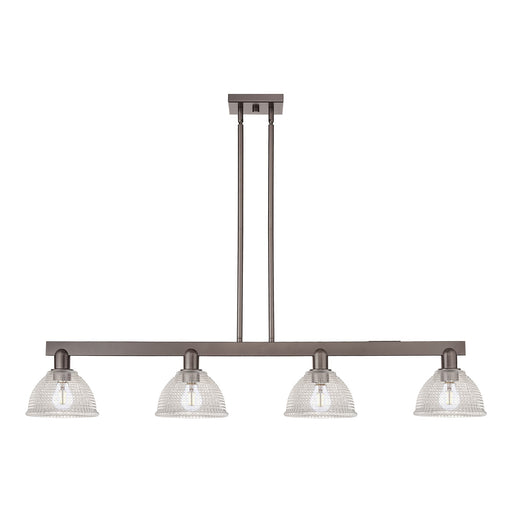 Innovations Arietta 51in 4-Light Island Light | Industrial Oil Rubbed Bronze Steel and Clear Glass | Kitchen Island & Dining Room | Model 716-4I-OB-G422