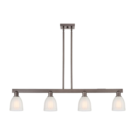 Innovations Brookfield 49in 4-Light Island Light | Industrial Oil Rubbed Bronze and White Frosted Glass | Kitchen Island & Dining | Model 716-4I-OB-G441