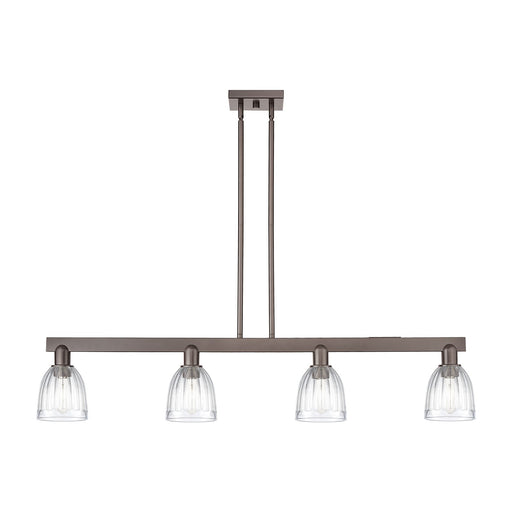 Innovations Brookfield 48.5in 4-Light Island Light | Industrial Oil Rubbed Bronze Steel and Clear Ribbed Glass | Kitchen Island & | Model 716-4I-OB-G442